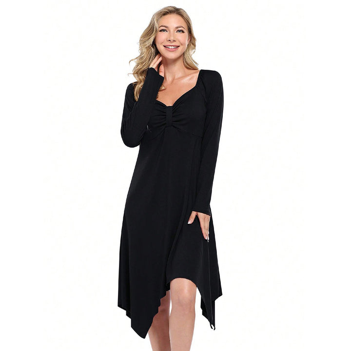 Robe longue asymétrique pour femme avec manches longues et corsage froncé Chic & Stil