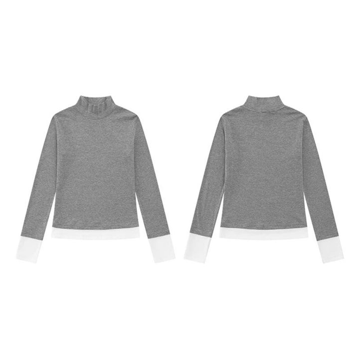 Women's turtleneck long-sleeve shirt with contrast finishes Amarae