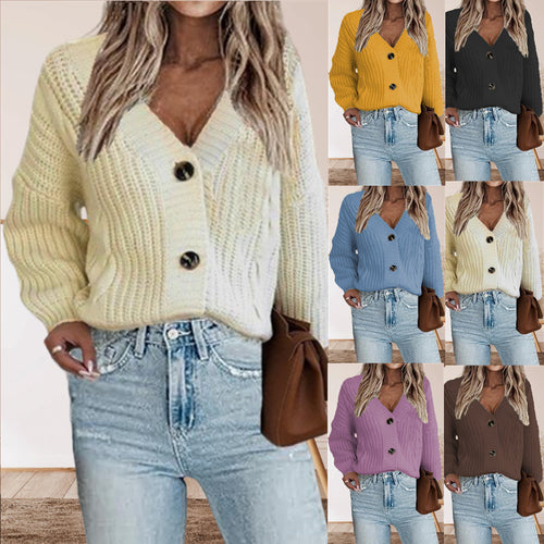 Cardigan en maille épaisse pour femmes avec détails en boutons et manches volumineuses Chic & Stil