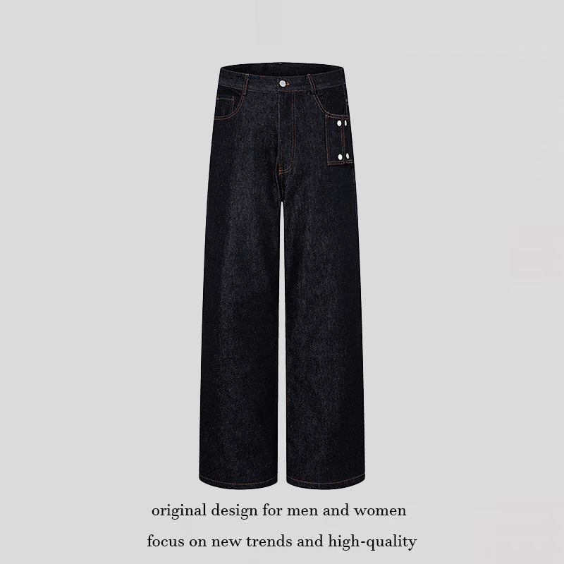 Women High-Waisted Wide-Leg Jeans with Utility Pocket Amarae