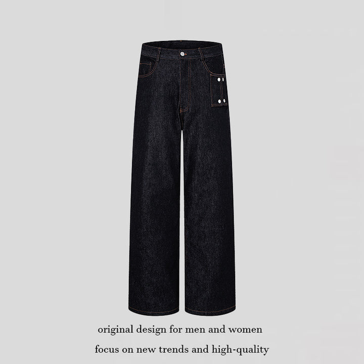 Women High-Waisted Wide-Leg Jeans with Utility Pocket Amarae