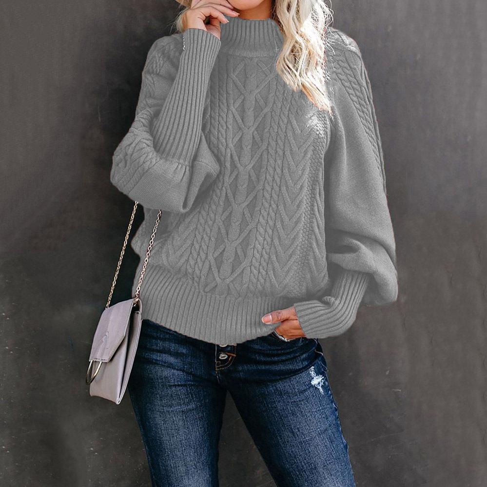 Knit sweater for women with high collar and textured design Lune London