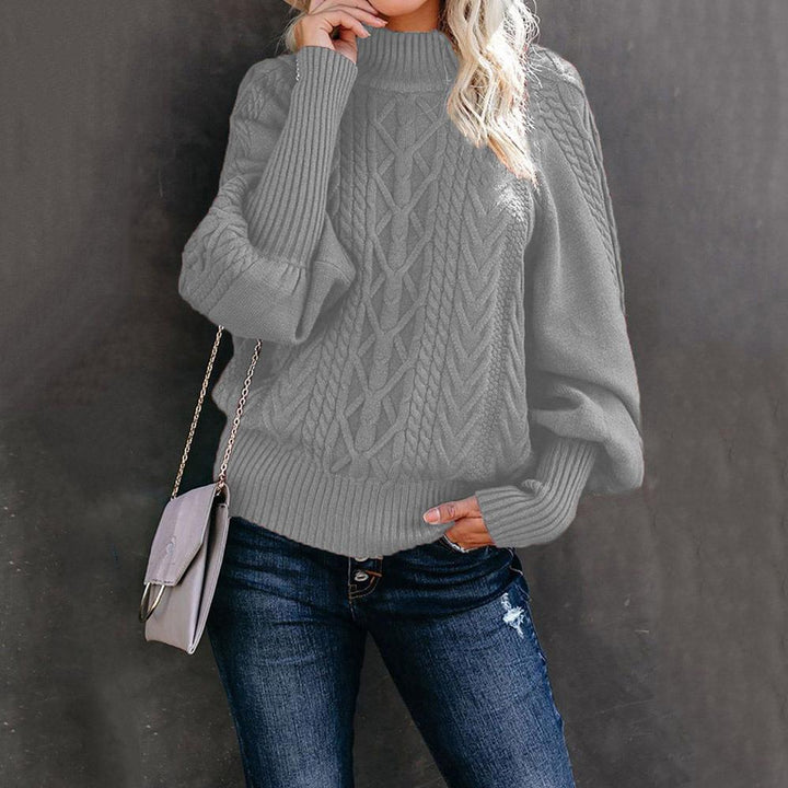 Knit sweater for women with high collar and textured design Lune London