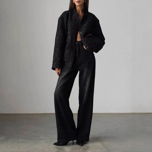 Oversized bomber jacket for women with sparkling accents Amarae