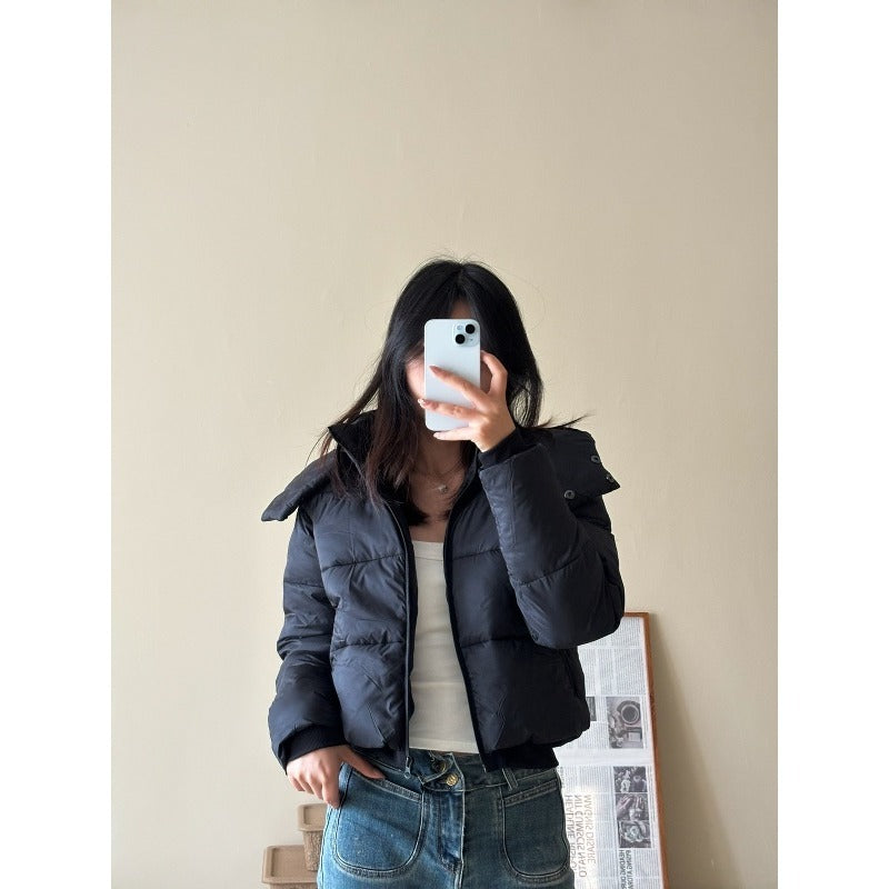 Ladies Short Quilted Cropped Jacket with Wide Lapel Amarae