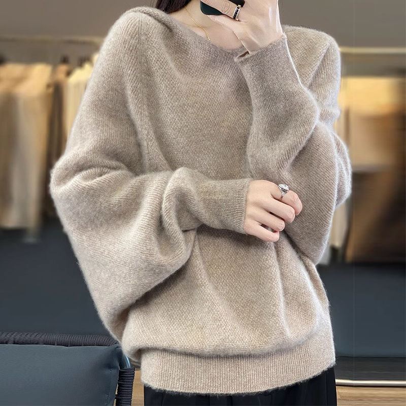 Pull femme à col en V en matériau doux Chic & Stil