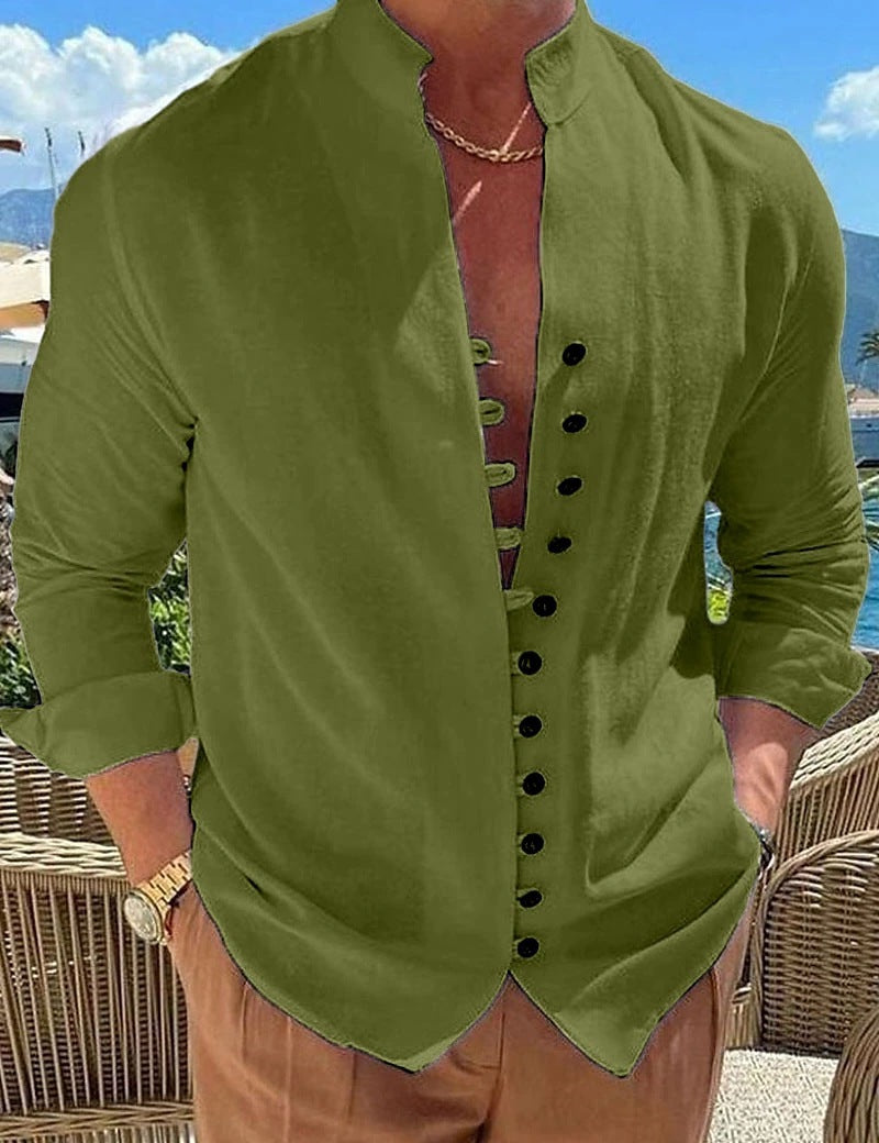 Trendy men's shirt with a slight structure and button placket Amarae
