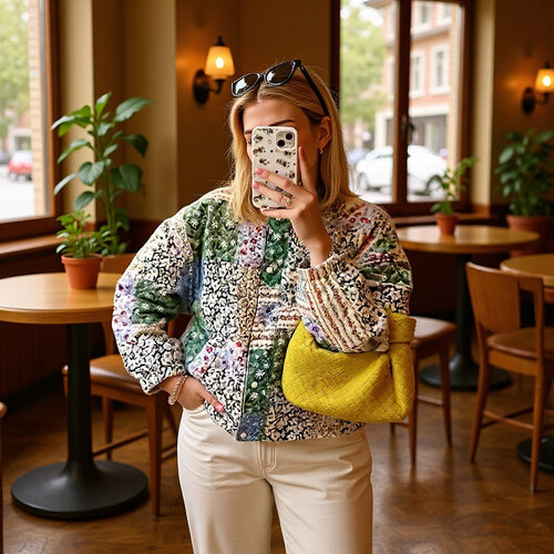 Veste matelassée en patchwork pour femmes avec poches pratiques Chic & Stil