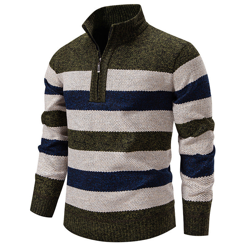 Casual men's sweater with a modern high collar and half-zip closure Lune London