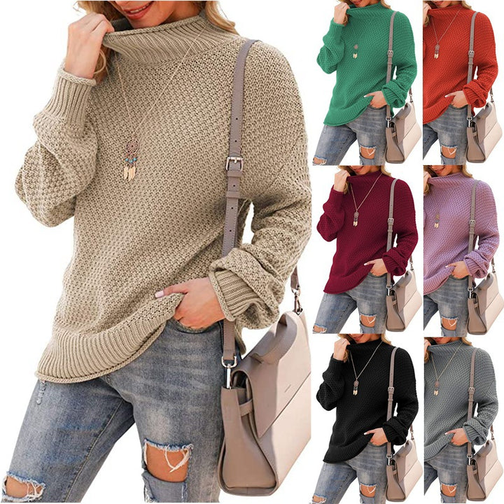 Pull en tricot pour femmes avec col montant et aspect texturé Chic & Stil