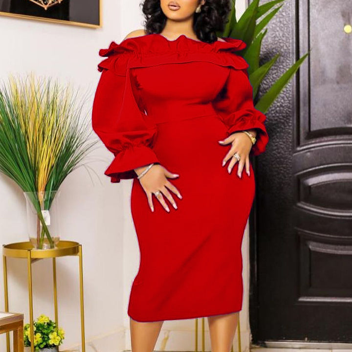 LadiesElegant maxi dress with ruffles Lune London