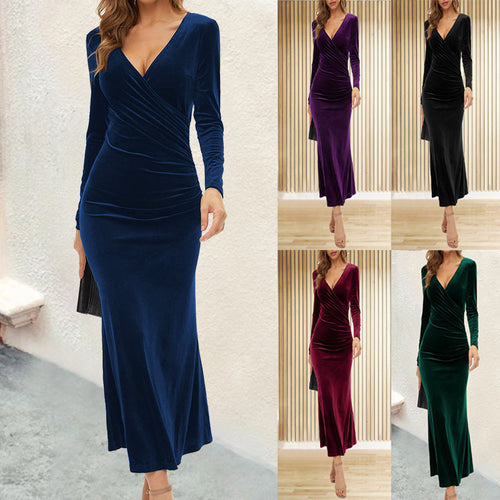 Elegant wrap dress for ladies with a flowing cut and a deep V-neck Amarae