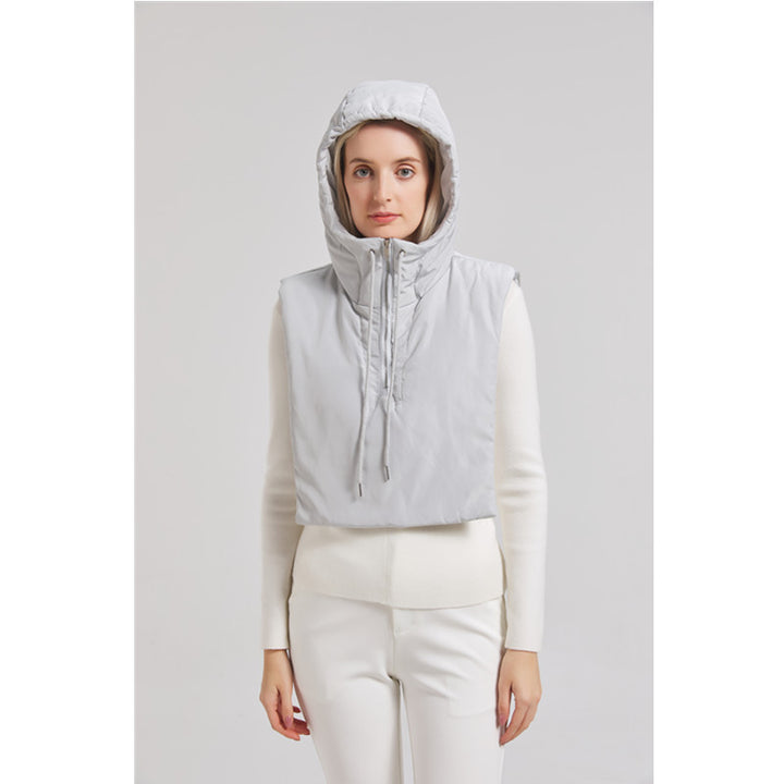Hooded vest for women with high collar and adjustable hem Lune London
