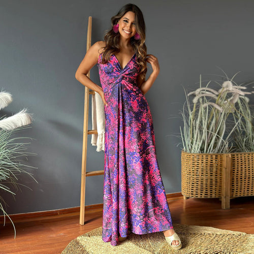 Maxi Dress Flowers Women with elegant wrap design Amarae
