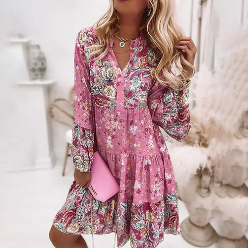 Amarae Women's Bohemian Floral Tiered Dress