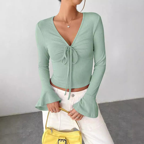 Long sleeve blouse for women with tie and wide sleeves Amarae