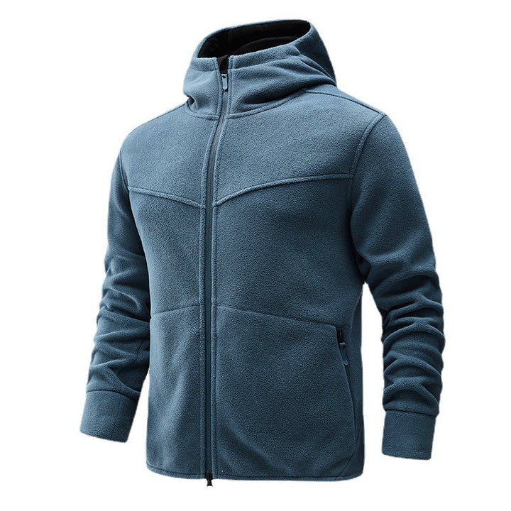 Fleece jacket for men with practical pockets and adjustable hood Lune London