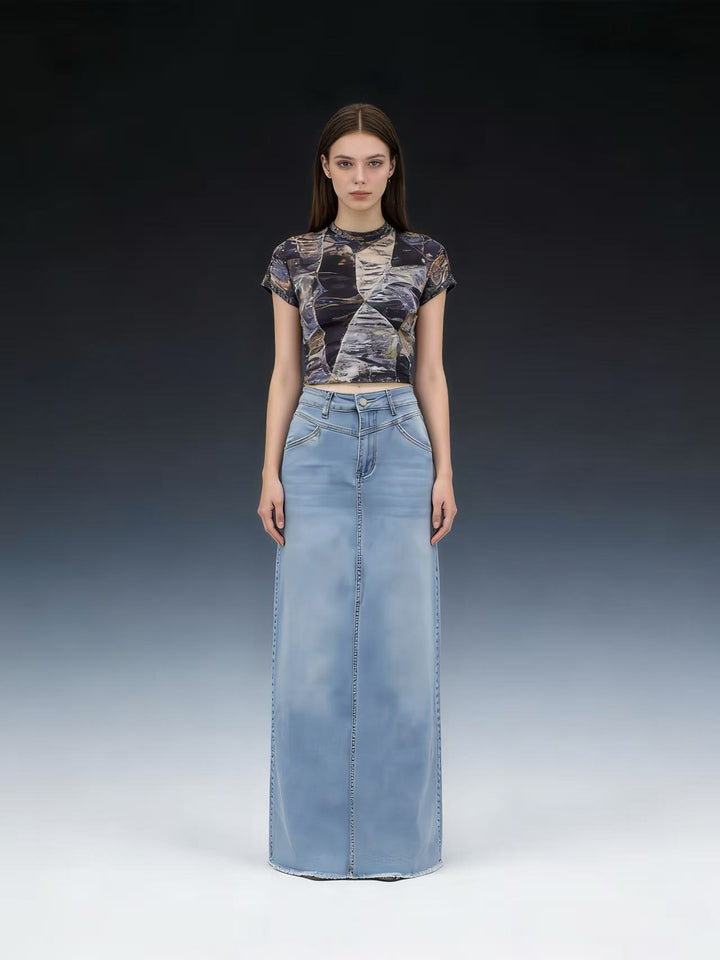 Ladies maxi skirt in modern cut with fringed details Lune London