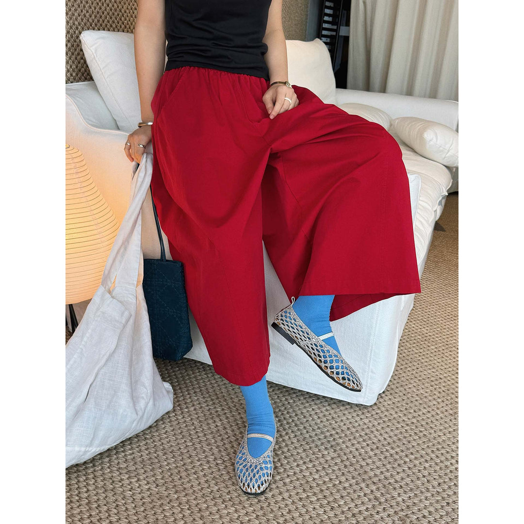 Women Extra-wide Balloon Culotte made of cotton twill with drawstring and fold-over waistband Amarae