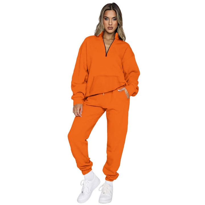 Ladies Comfortable Leisure Outfit with High Collar and Kangaroo Pocket Lune London