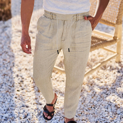 Men's casual pants with elastic waistband and side pockets. Amarae