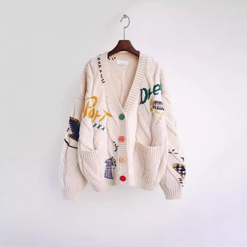 Women's knit jacket with colorful pattern and practical pockets Amarae
