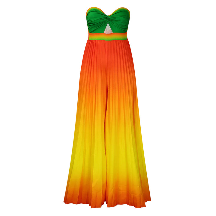 Maxi strapless dress for ladies with pleated details Lune London
