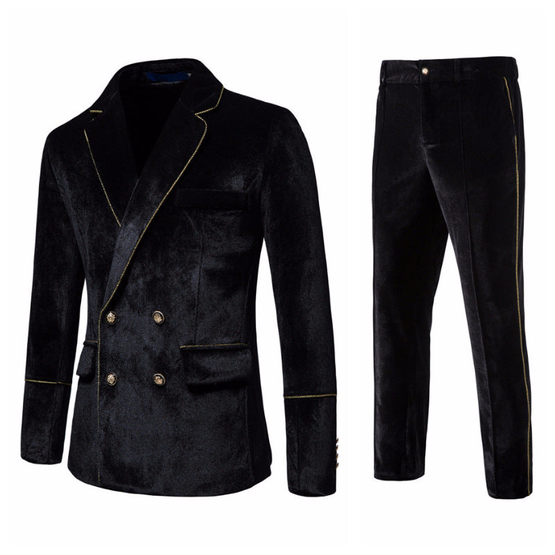 Velvet suit for men with gold details and classic lapels Lune London