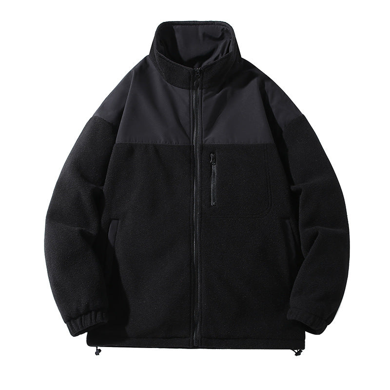 Fleece jacket for men with high collar and zippered pockets Lune London