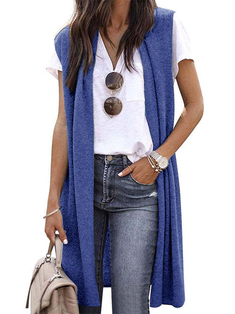 Women Open Cardigan with Casual Cut and Long Side Panels Lune London