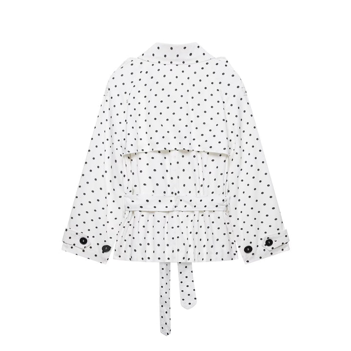 Women's short trench with waist belt and polka dot pattern Amarae