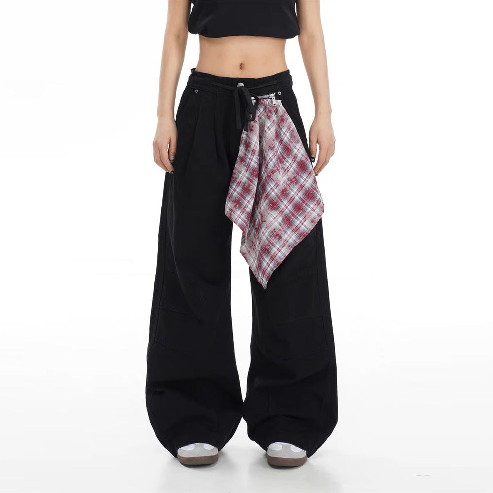 Baggy denim pants for women with practical fabric detail Lune London