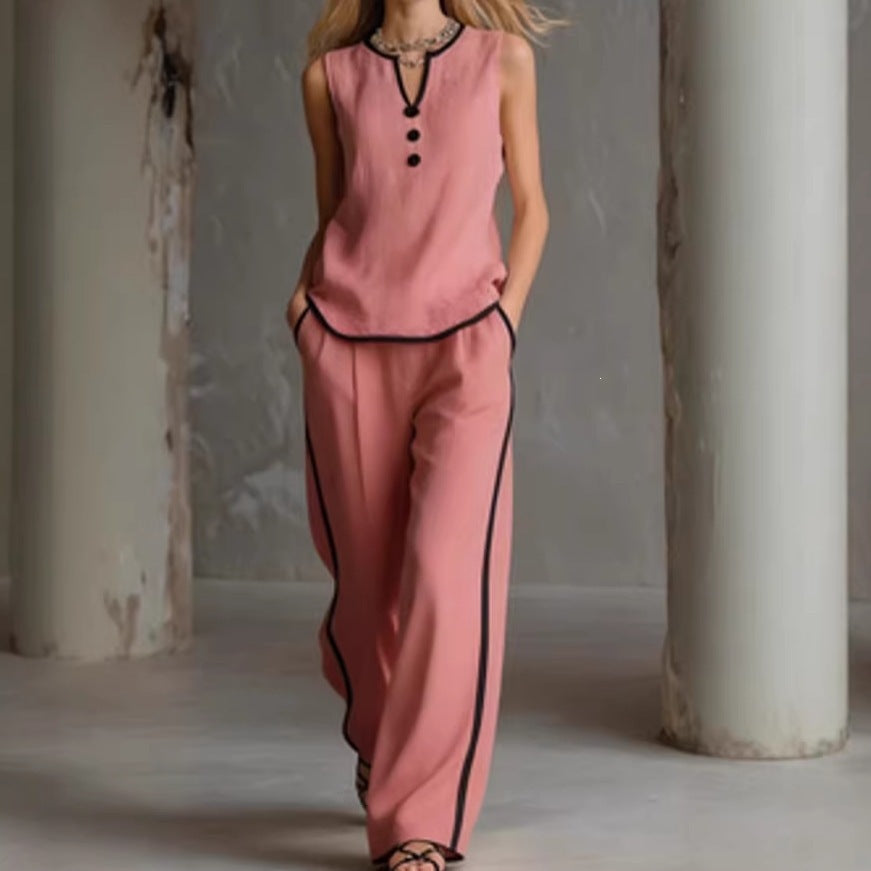 Women Elegant Two-Piece Set with Chic Top and Wide Pants Lune London