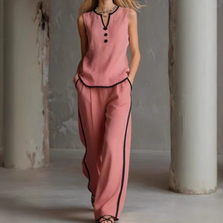 Women Elegant Two-Piece Set with Chic Top and Wide Pants Lune London