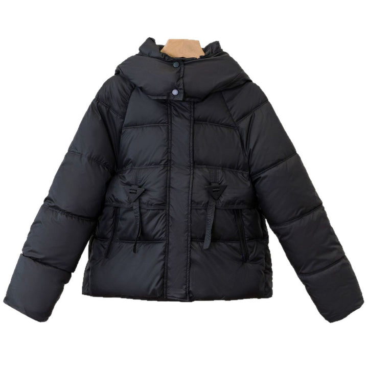 Ladies ultralight puffer jacket with adjustable hood collar and practical zip pockets Lune London