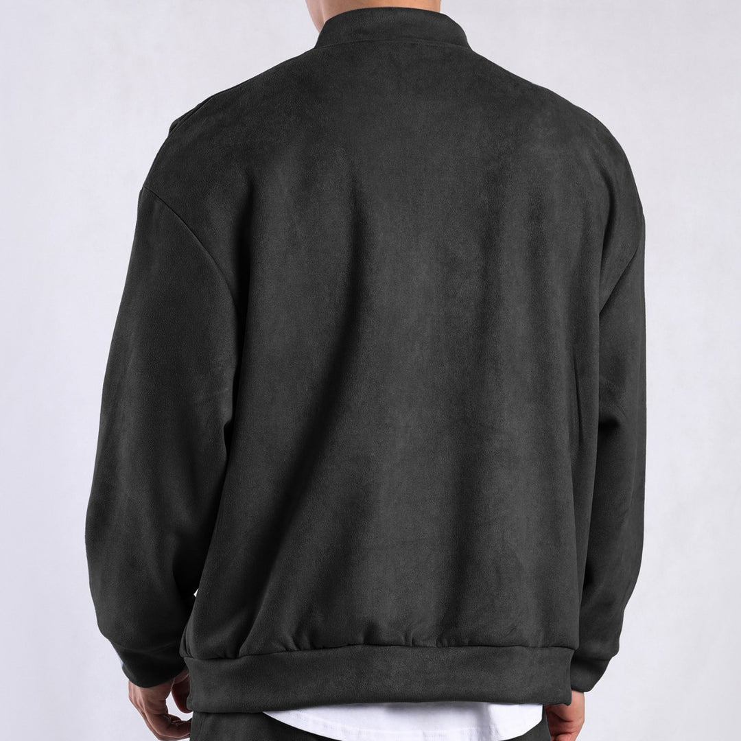 Stylish oversized jacket for women in soft faux leather with practical pockets and full zip Lune London