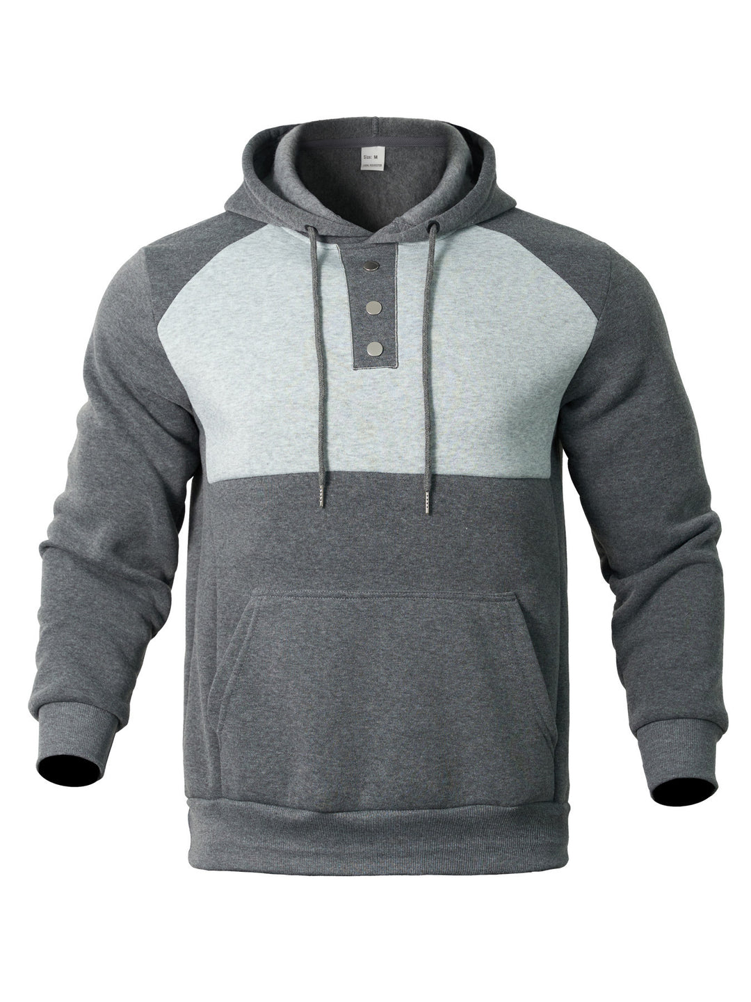 Men's stylish hoodie with contrasting color zone and practical button details Lune London