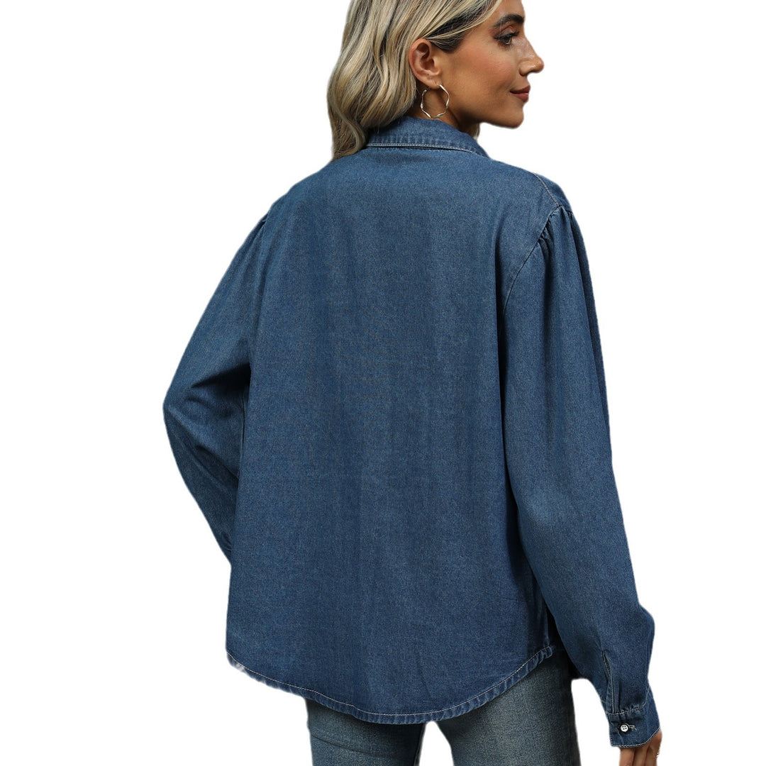 Denim blouse for women with pleated details and elegant fit Lune London