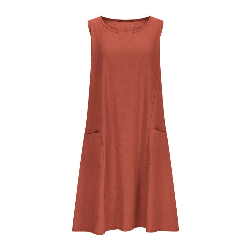 Women's Casual Sleeveless Dress with Double Pockets Lune London