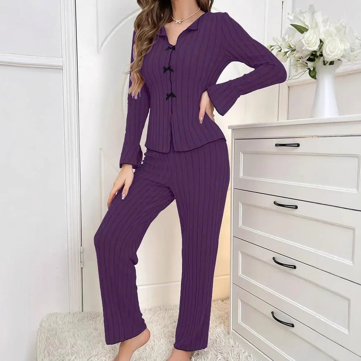 Ladies Luxurious Pajama Set with Fine Amarae Stripes