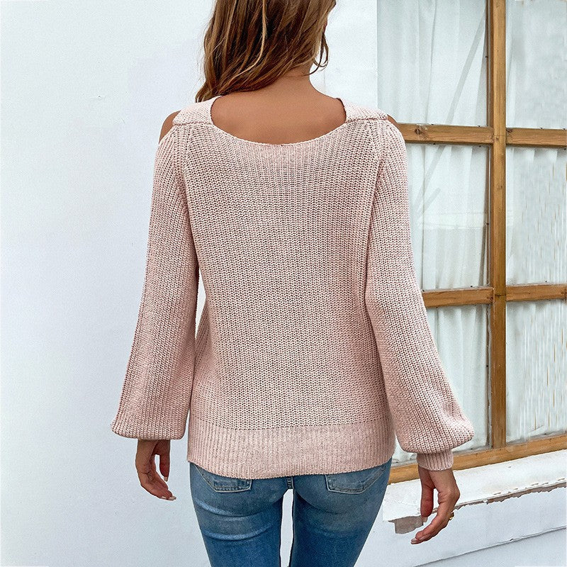 Sweater women's with asymmetric neckline and refined key detail Lune London