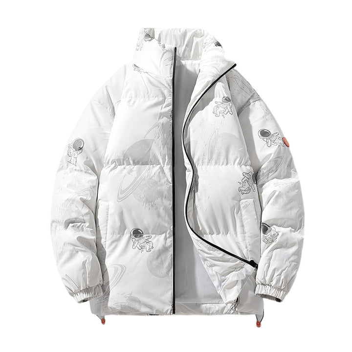 Ladies futuristic quilted jacket with astronaut patterns Amarae