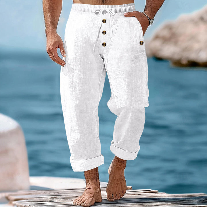 Casual linen pants for men with adjustable waistband and functional pockets Lune London