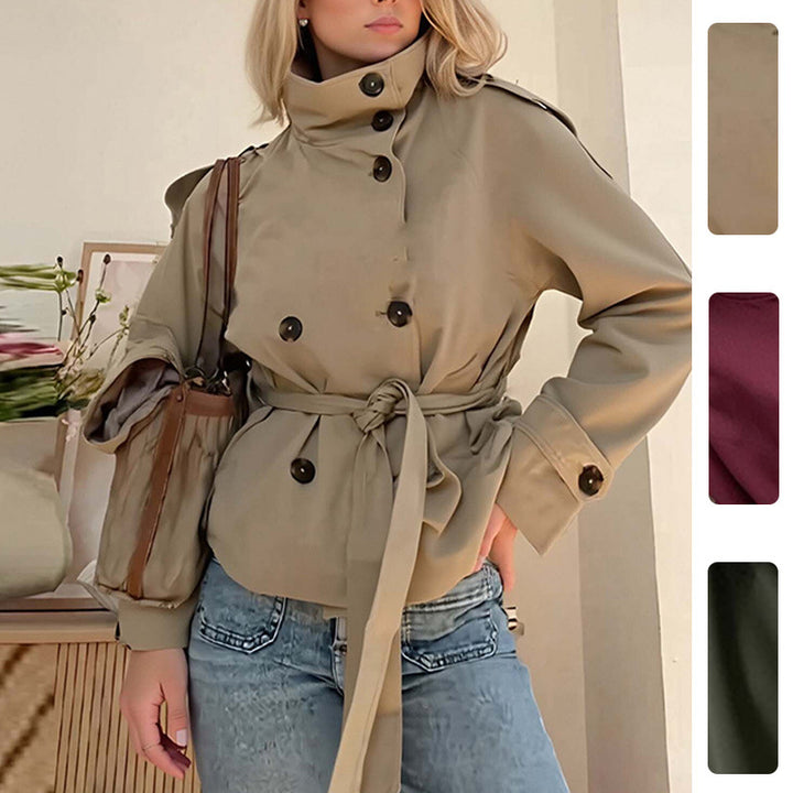 Manteau long élégant pour femmes avec col montant et ceinture ajustable Chic & Stil