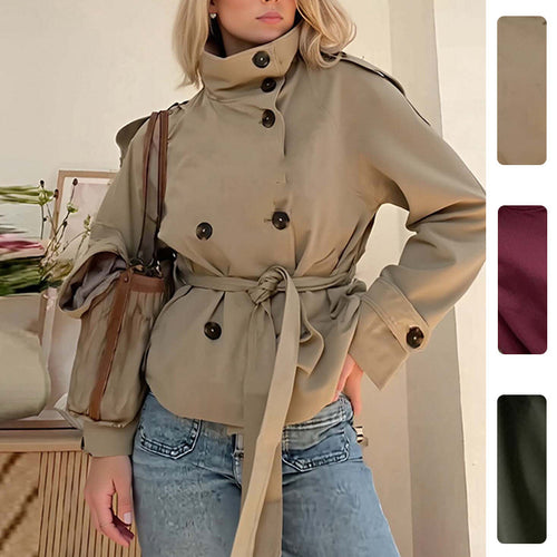 Manteau long élégant pour femmes avec col montant et ceinture ajustable Chic & Stil