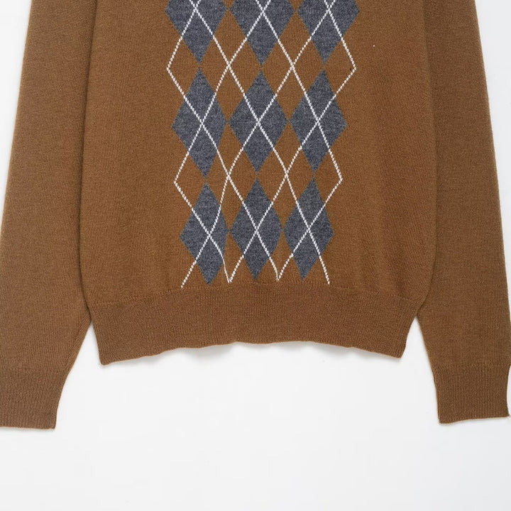 Women's sweater with a modern diamond pattern and polo collar Lune London