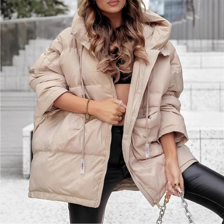 Women's Quilted Oversized Jacket with Hood and Functional Pockets Amarae