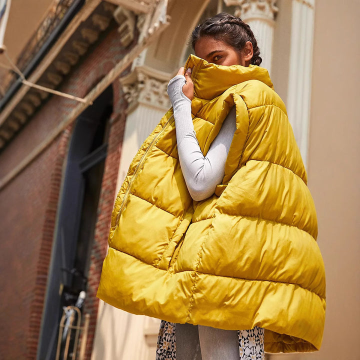 Ladies quilted gilet with high collar and practical pockets Lune London