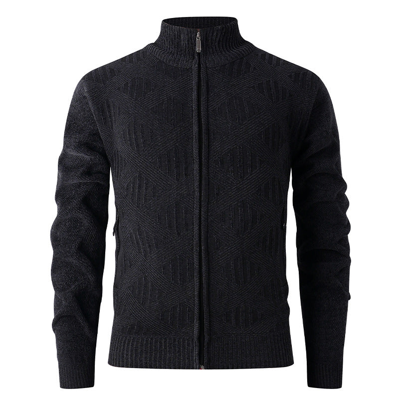 Men's knitted jacket with structured design and modern zipper Lune London