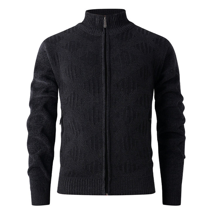 Men's knitted jacket with structured design and modern zipper Lune London